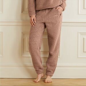 NWT SKIMS Cozy Knit High Waisted Sherpa Jogger Tigers Eye XL